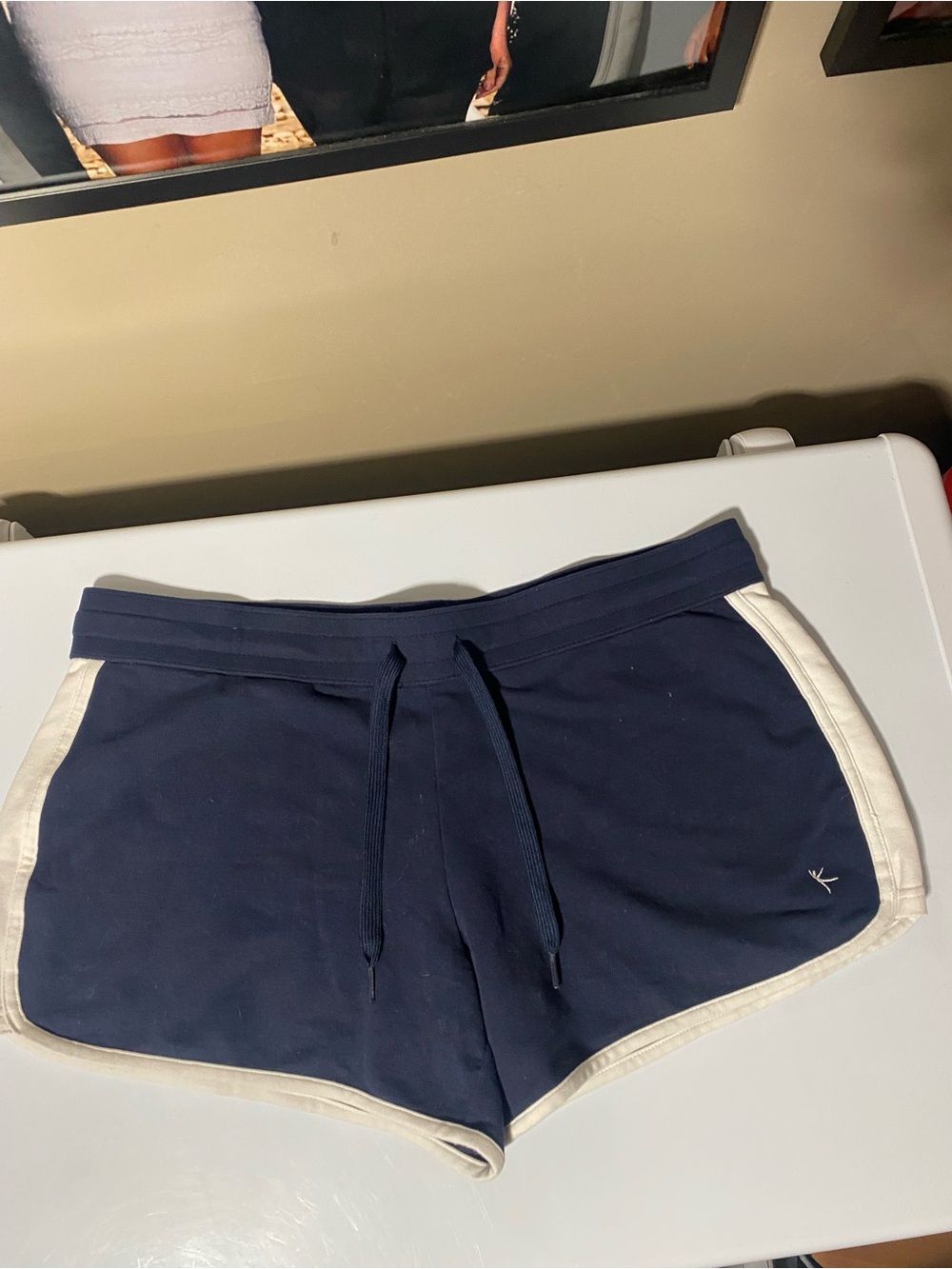 Women’s Navy Blue Athletic Shorts with White Trim